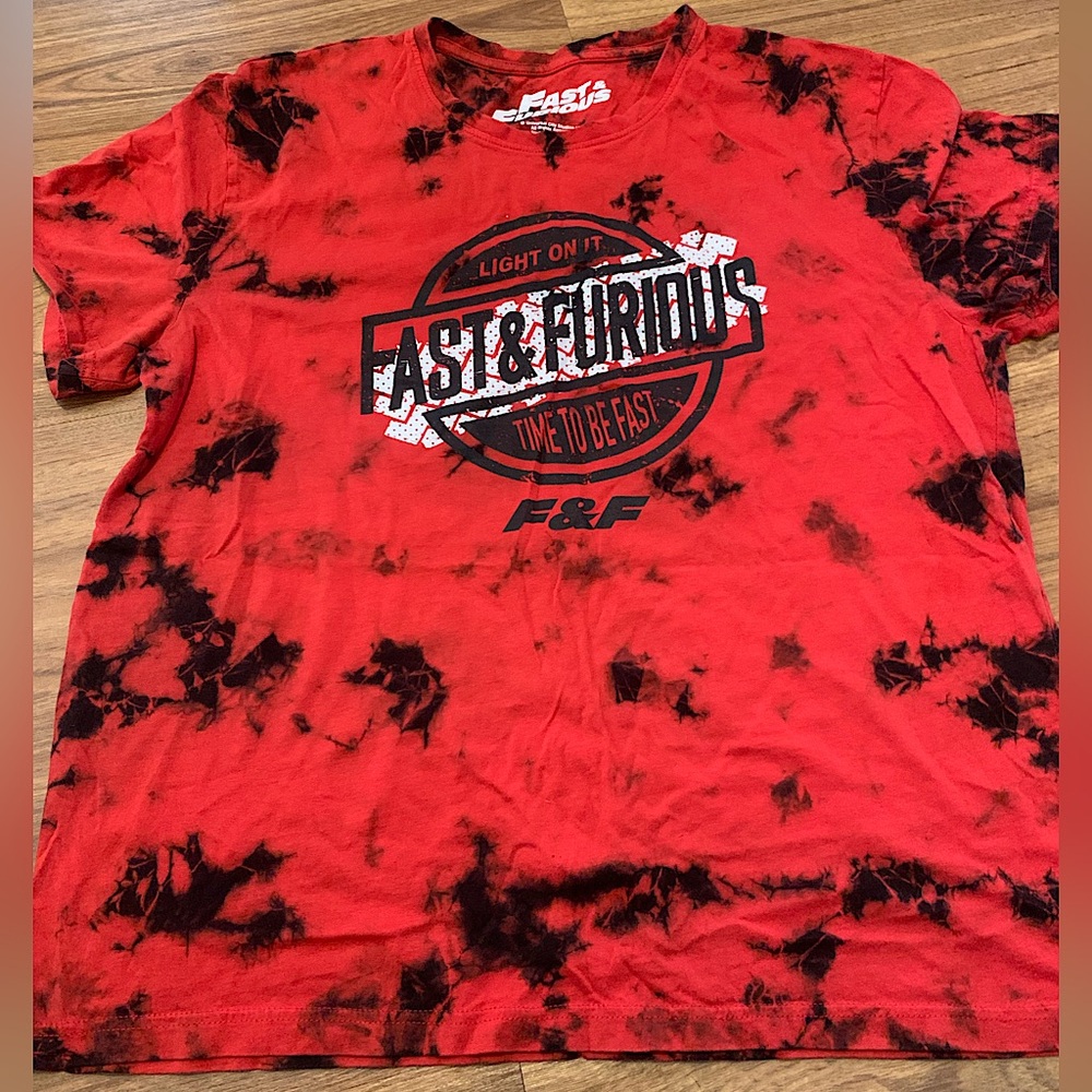 FAST AND FURIOUS Red and black Tie-Dye graphic racing jdm T-Shirt